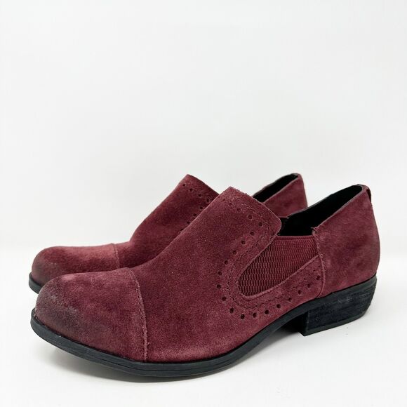 Korks Womens Burgundy Suede Slip-on Loafers Size 7.5M Comfortable Preppy Casual - Picture 2 of 13